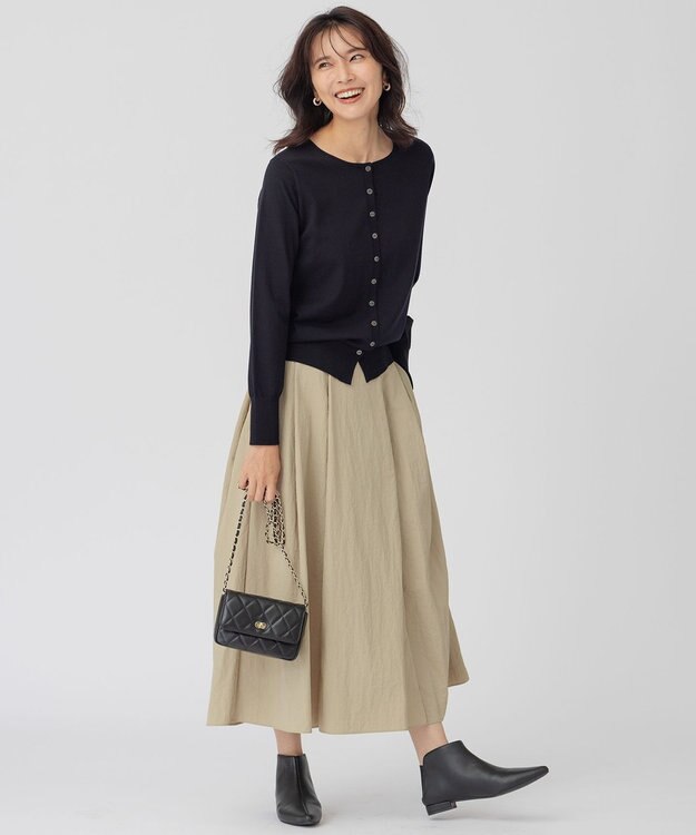 23区 【前後着用可能】ヴィスコースストレッチ カーディガン ネイビー