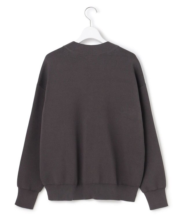 ICB 【先行予約】 コットンポリエステルスムース Vネックニット サックスグレー×チャコール