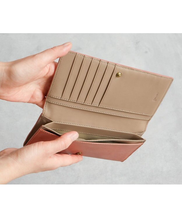 genten マルチカットワークミニ 長財布 コーラルピンク