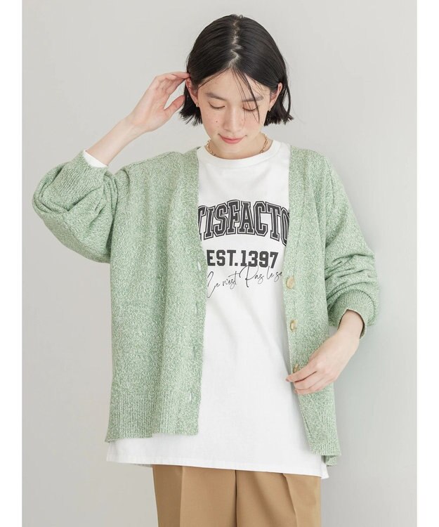 AMERICAN HOLIC ＭＩＸＶネックニットカーディガン Green