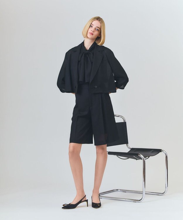 GRACE CONTINENTAL リネンライクシアージャケット ブラック