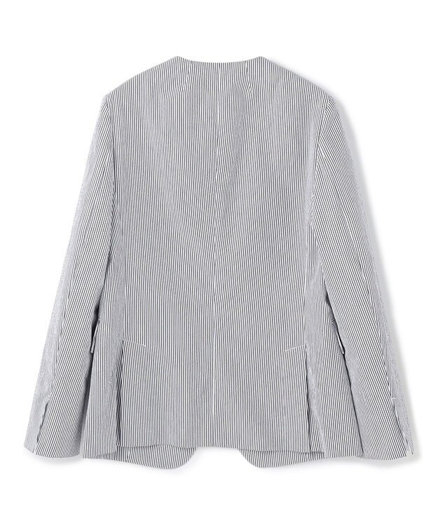 BEIGE， 【洗える・WEB限定】NEMESIA / ソフトサッカーノーカラージャケット Navy St.