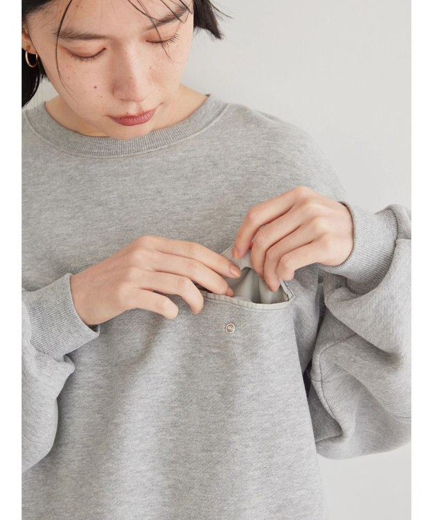 AMERICAN HOLIC ポケット付きバックドレープ裏毛プルオーバー Light Gray Mixture