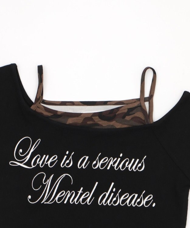 WEGO ドッキングオフショルデザインちびT ブラック