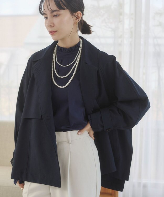 WEGO 【ANGIE VINTAGE】ショート トレンチコート ネイビー