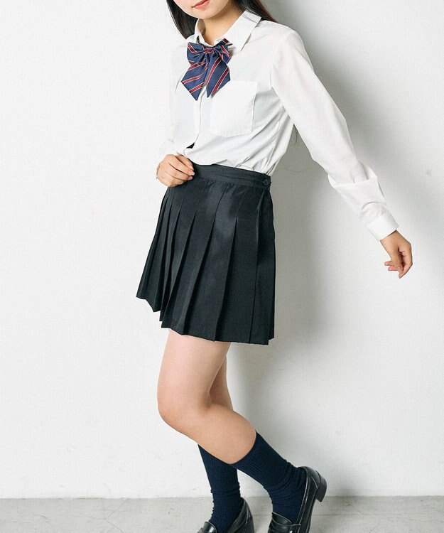 WEGO 【SCHOOLITEM】ポケット付き無地プリーツスカート ブラック