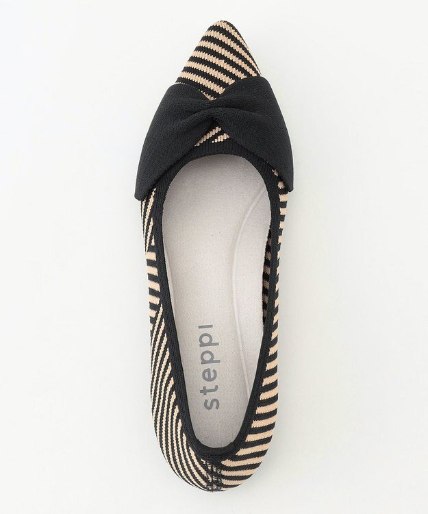 steppi 【洗える/撥水】リボン ポインテッド パンプス ブラック