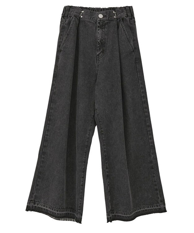 Green Parks タックワイドデニムパンツ Black