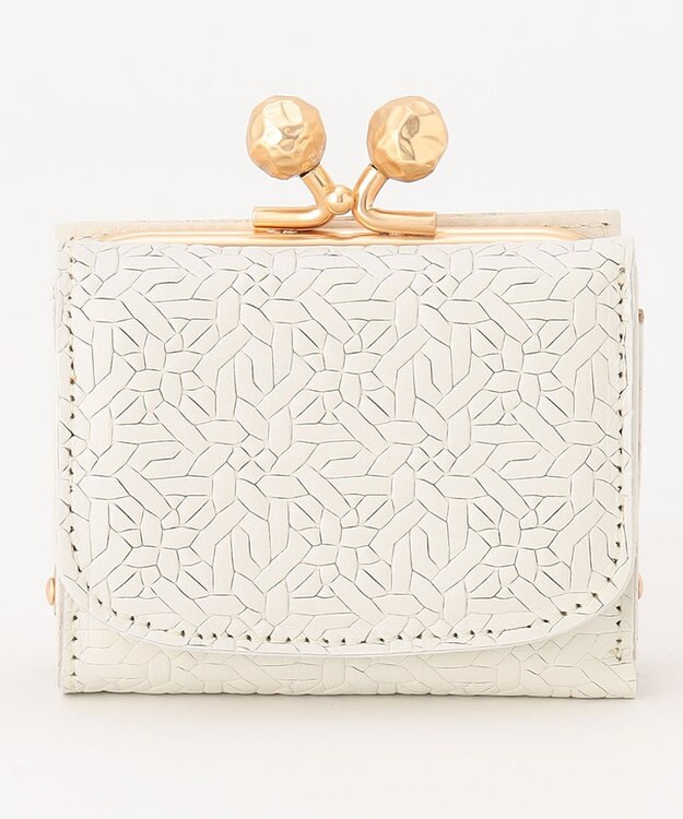 UNBILLION perche 抗菌レザー型押し外がまミニウォレット アイボリー