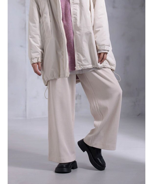 Green Parks コーデュロイワイドパンツ Ecru