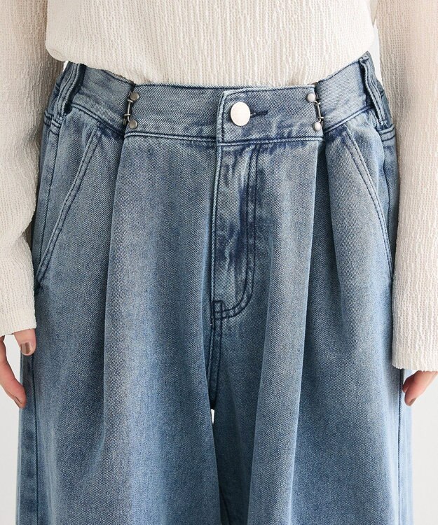 Green Parks タックワイドデニムパンツ Indigo