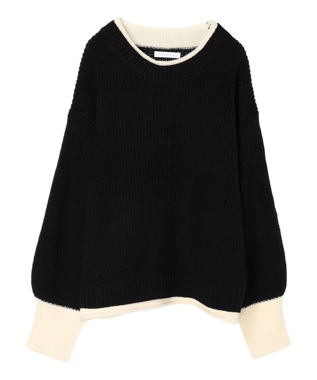 Green Parks ・Ｐｅｔｉｔ　Ｆｌｅｕｒ　レイヤード風ハイショクニット Black