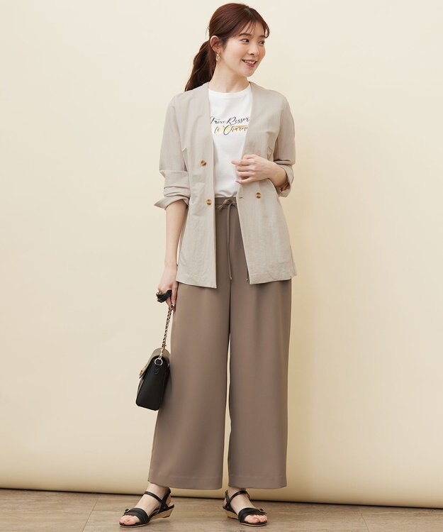 ANY SIS 【洗える】イージードロスト ワイドパンツ モカ