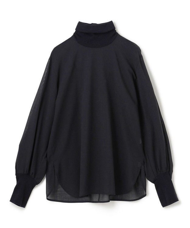 BEIGE， 【洗える】MOYE / ハイネックブラウス Navy