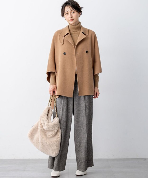 23区 L 【滝沢眞規子さん着用/Oggi掲載/洗える】ピュアカシミヤ タートルネック ニット キャメル系