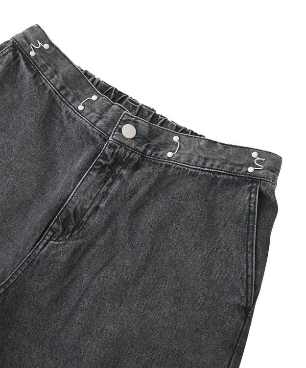 Green Parks タックワイドデニムパンツ Black