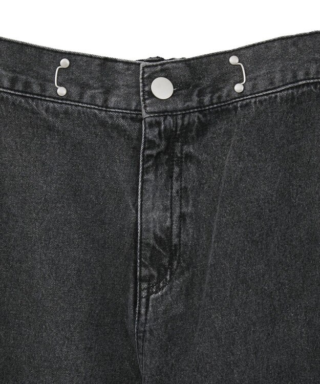 Green Parks タックワイドデニムパンツ Black