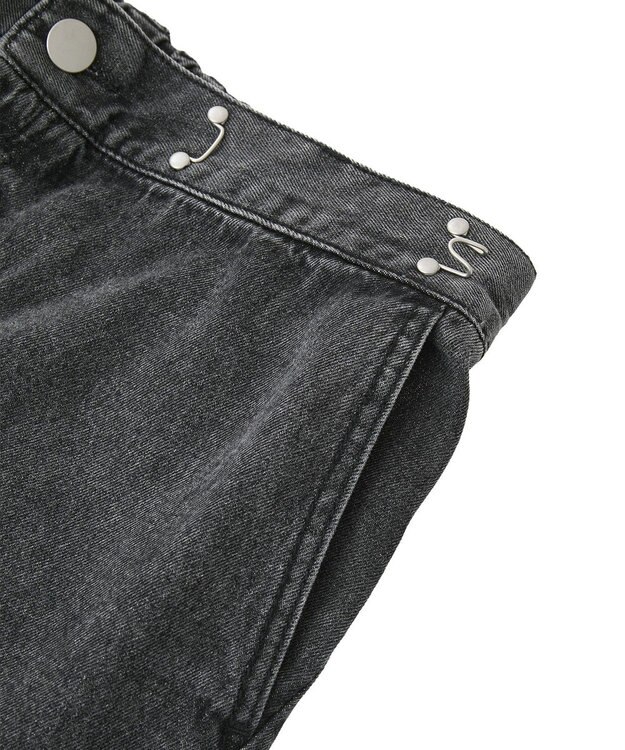 Green Parks タックワイドデニムパンツ Black