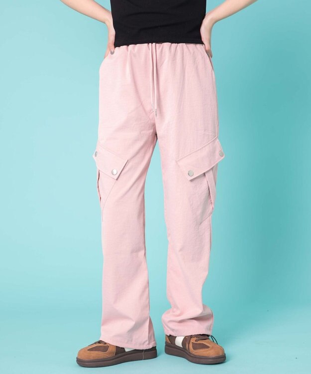 WEGO 【ウエストゴム】ビッグポケットカーゴパンツ ピンク