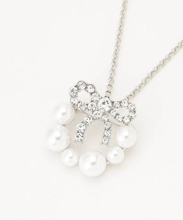 TOCCA 【2WAY】PROMISE PEARL RIBBON BROOCH NECKLACE ブローチ ネックレス シルバー系