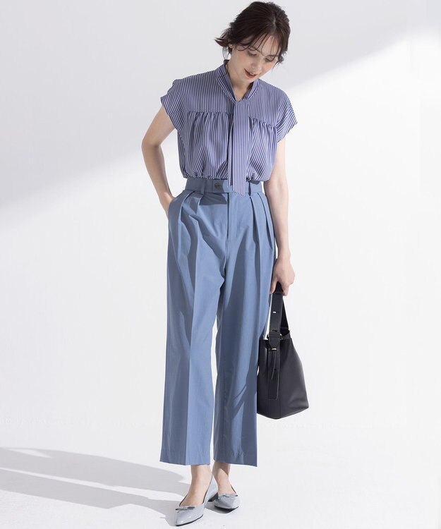 組曲 S スーパーライトストレッチ ワイドパンツ スモーキーブルー系