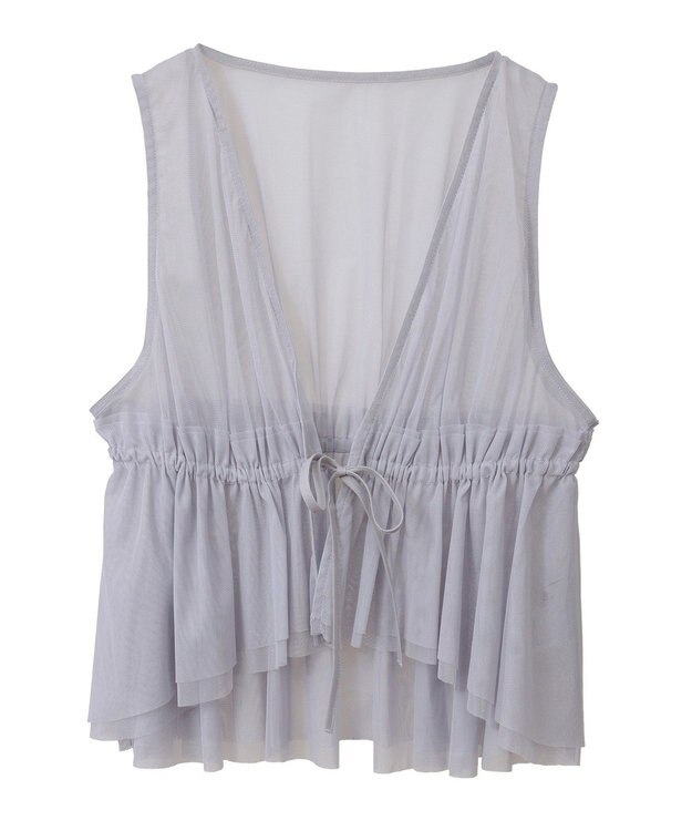 earth music&ecology チュールドロストギャザーベスト Light Gray