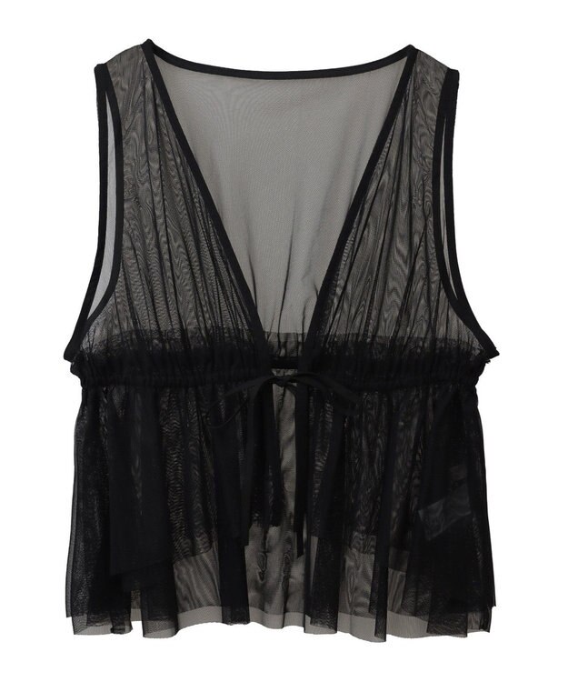 earth music&ecology チュールドロストギャザーベスト Black