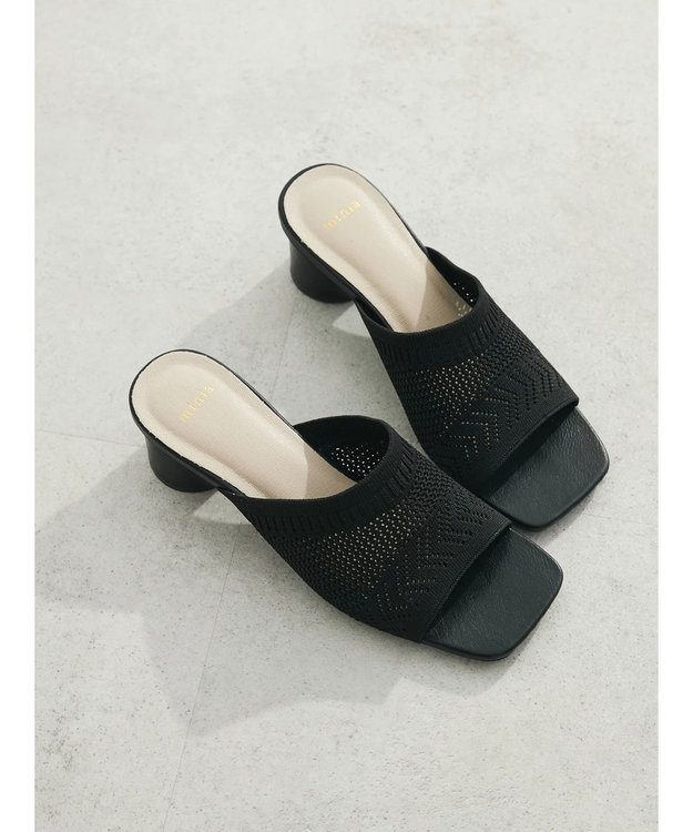Green Parks ・ｍｉｎｉａ　ニットミュールサンダル Black