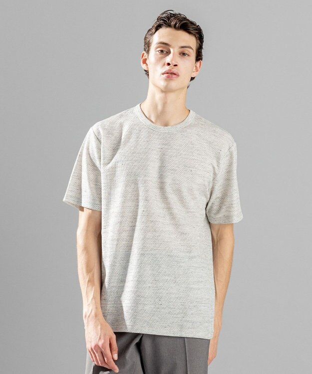 JOSEPH HOMME トップヘリンボンジャージー　クルーネックTシャツ