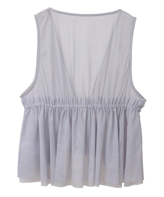 earth music&ecology チュールドロストギャザーベスト Light Gray