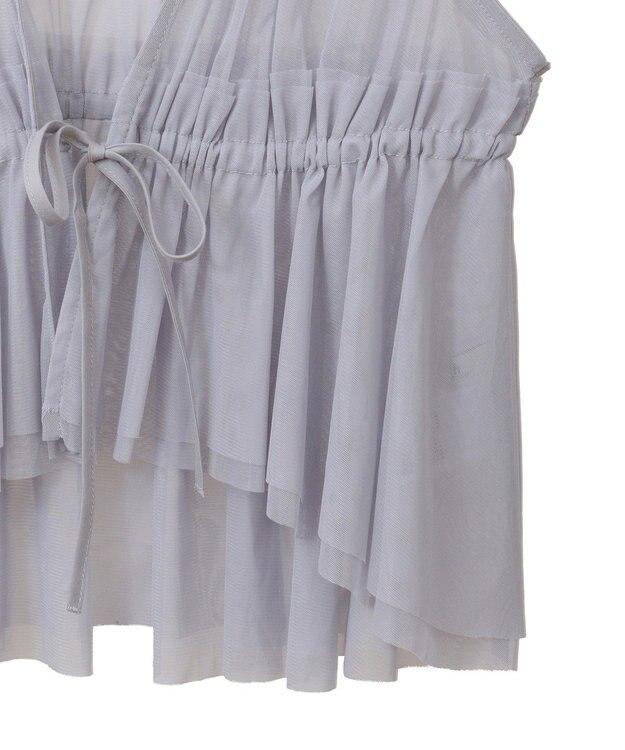 earth music&ecology チュールドロストギャザーベスト Light Gray