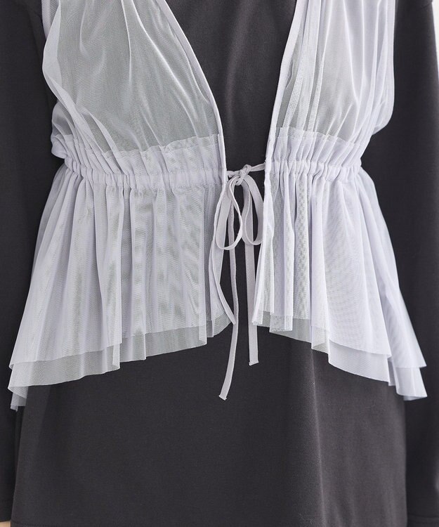 earth music&ecology チュールドロストギャザーベスト Light Gray