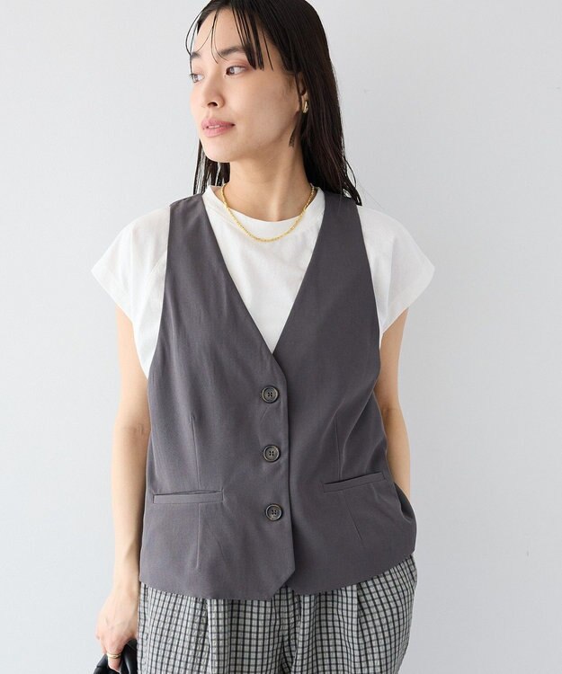 CRAFT STANDARD BOUTIQUE バックスリットショートベスト Gray