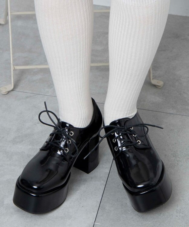 WEGO ボリュームヒールレースアップシューズ ブラックその他