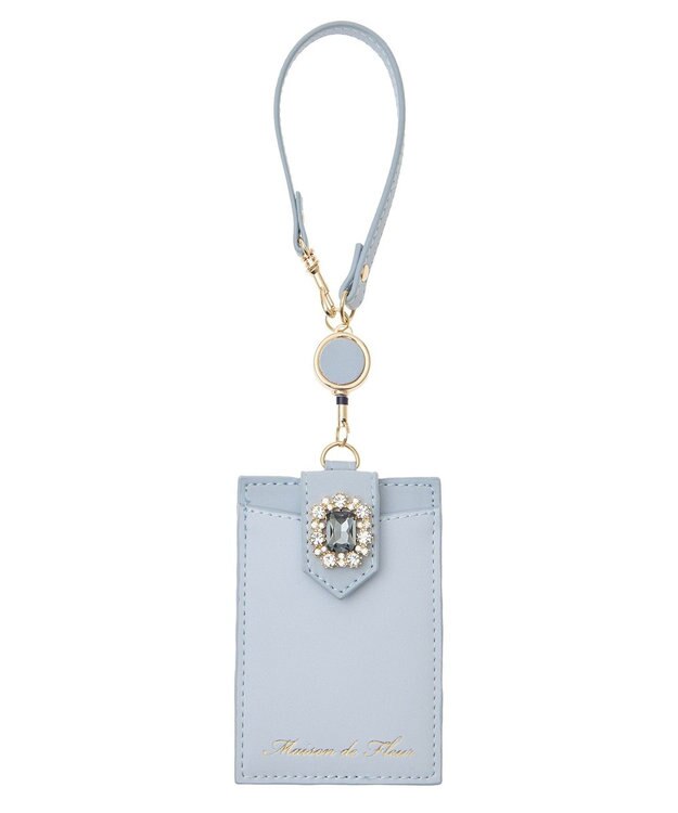 Maison de FLEUR バイカラービジューリールパスケース Grayish Blue