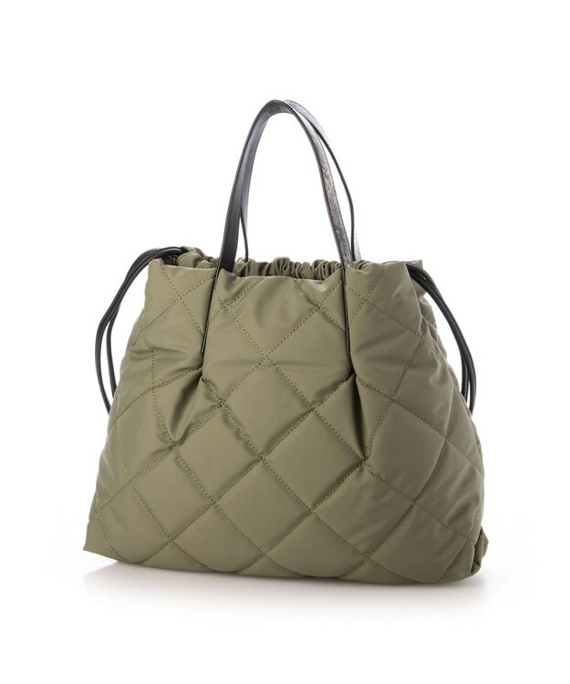 LA BAGAGERIE ドローストリング×キルト2WAYトート Sサイズ カーキ