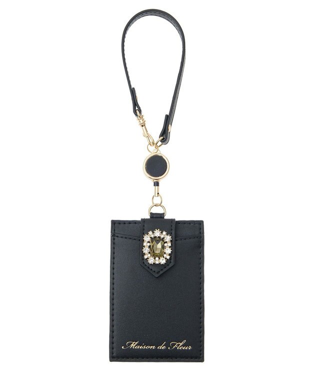 Maison de FLEUR バイカラービジューリールパスケース Black
