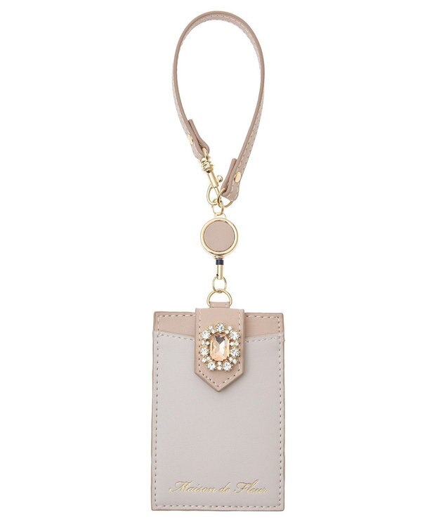 Maison de FLEUR バイカラービジューリールパスケース Light Pink