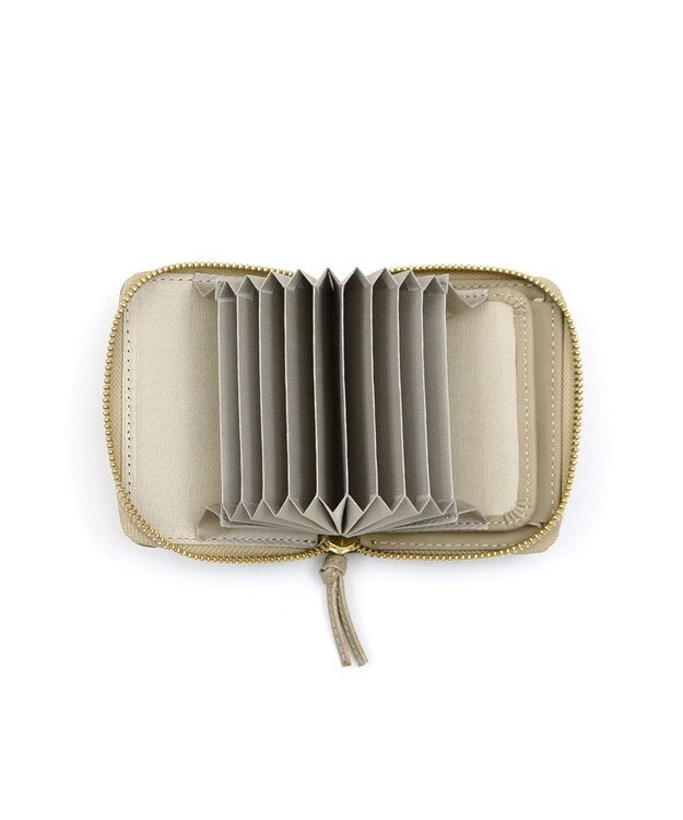 UNBILLION ペルケ perche / イタリアンレザー・ジャバラカードウォレット ライトグレー