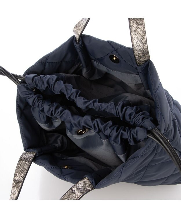 LA BAGAGERIE ドローストリング×キルト2WAYトート Sサイズ ネイビー