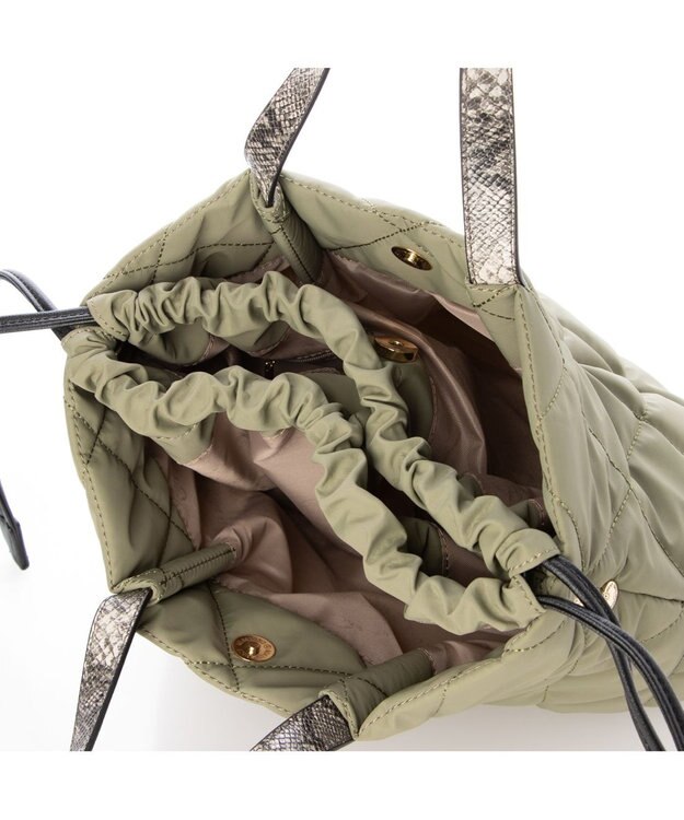 LA BAGAGERIE ドローストリング×キルト2WAYトート Sサイズ カーキ