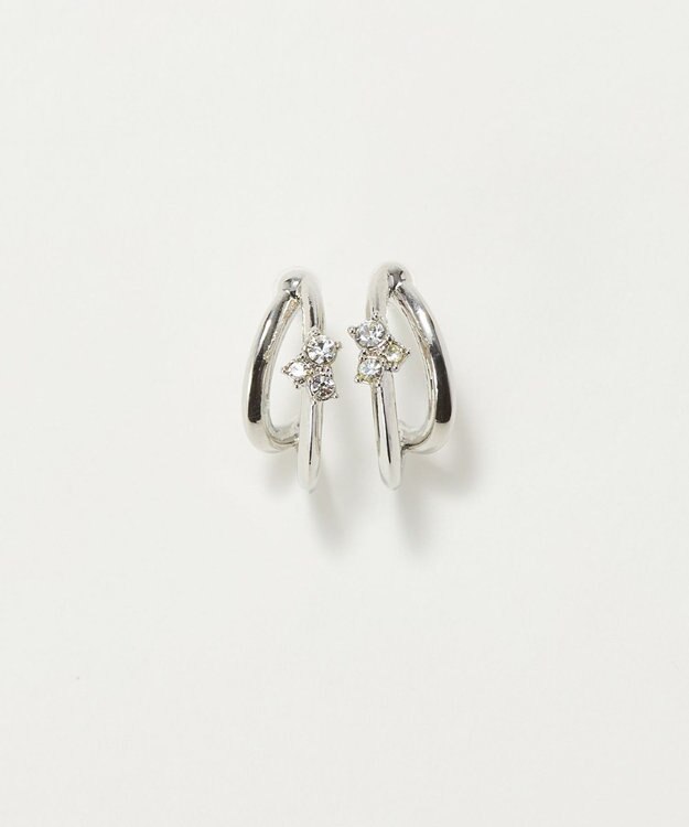 Phoebe 〈アレルギー対応〉シャイニーダブルフープセラミックピアス　シルバー シルバー