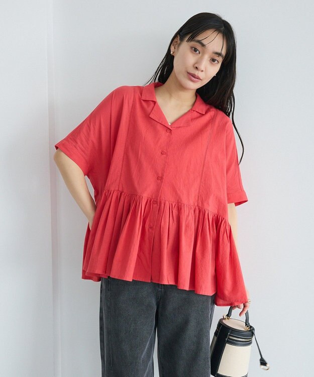 CRAFT STANDARD BOUTIQUE インド製 ペプラムブラウス Red