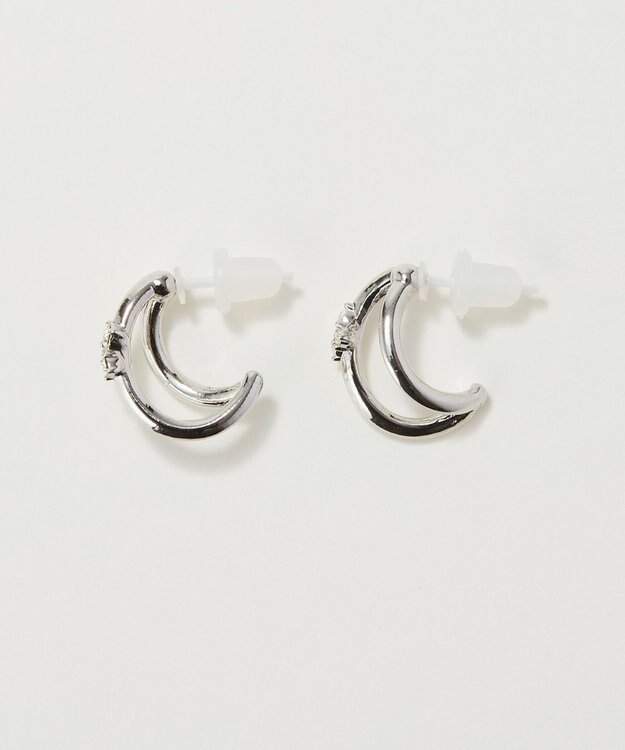 Phoebe 〈アレルギー対応〉シャイニーダブルフープセラミックピアス　シルバー シルバー