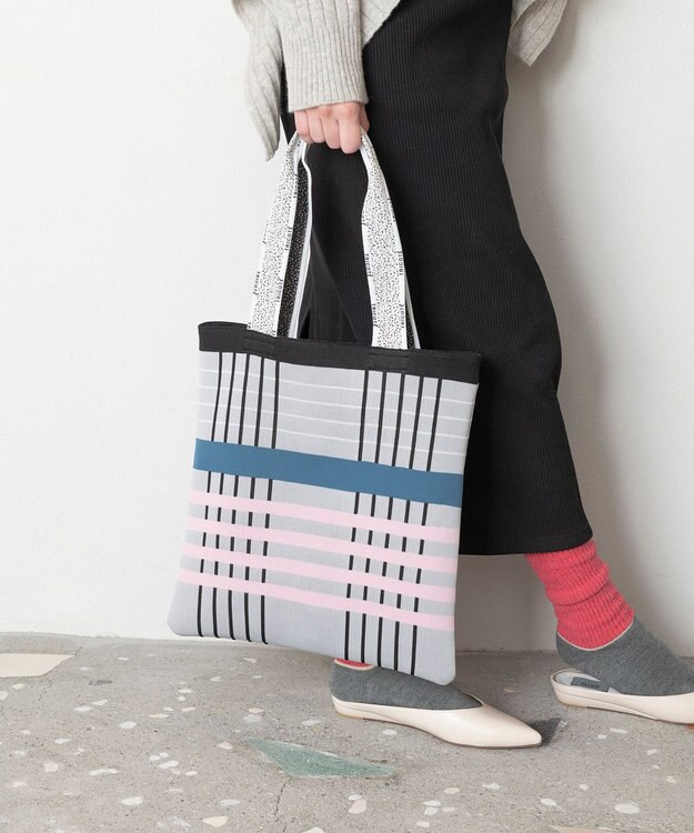 TRICOTE CHECK KNIT TOTE BAG / チェックニットトート 94L.GRAY