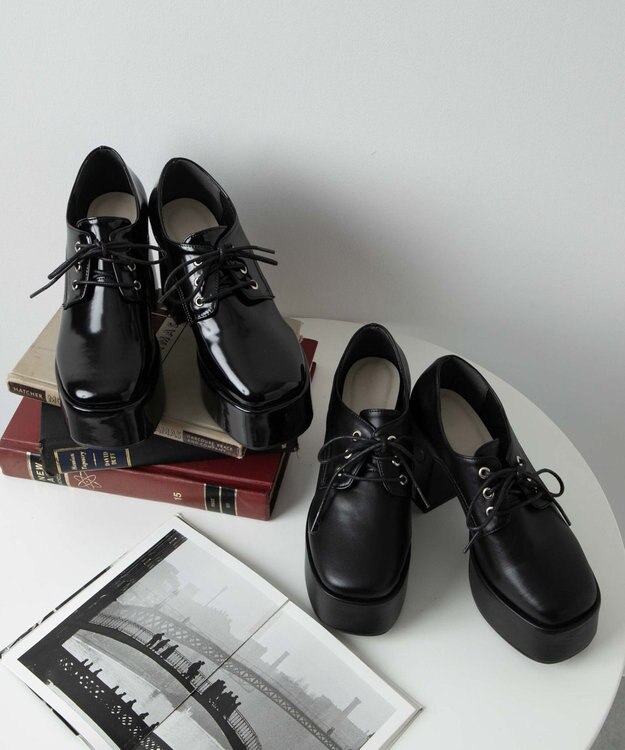 WEGO ボリュームヒールレースアップシューズ ブラックその他