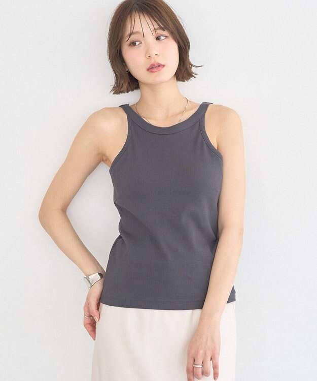 earth music&ecology アメスリテレコタンクトップ Charcoal Gray