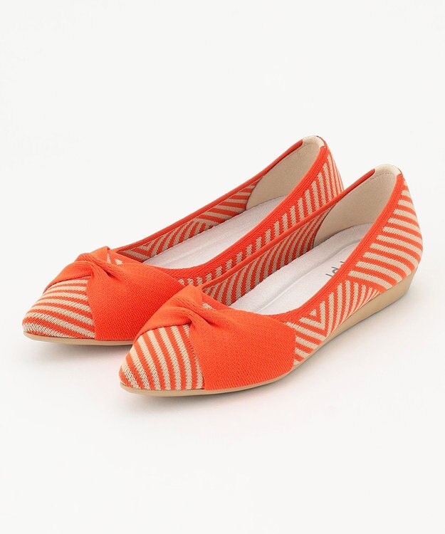 steppi 【洗える/撥水】リボン ポインテッド パンプス オレンジ