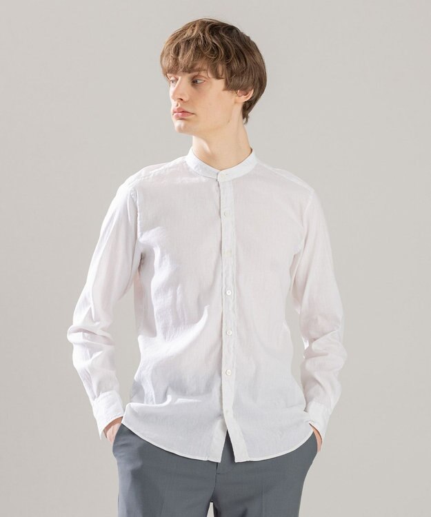 JOSEPH HOMME リネンストレッチブロード　長袖ＢＡＮＤ ホワイト系