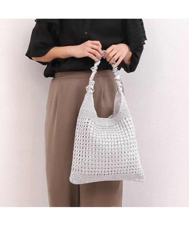 UNBILLION カシュカシュ cachecache / メタリックコードフリルハンドルトート シルバー